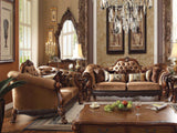 Dresden Brown Velvet/Cherry Oak Sofa w/7 Pillows - Ornate Home