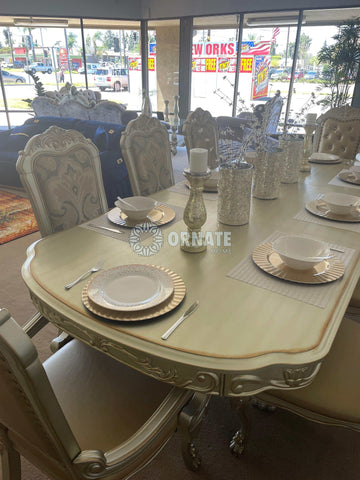 Dresden Gold Patina & Bone Dining Table w/ Extensions - Ornate Home