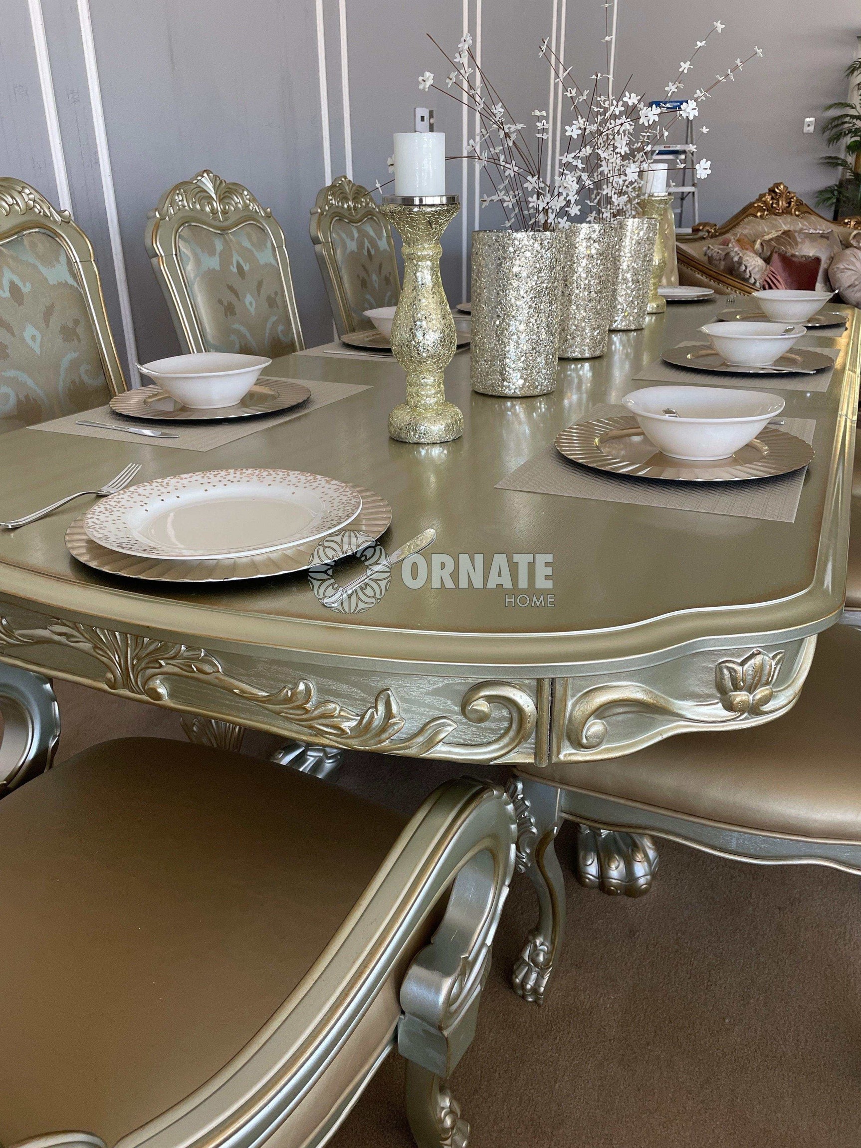 Dresden Gold Patina & Bone Dining Table w/ Extensions - Ornate Home