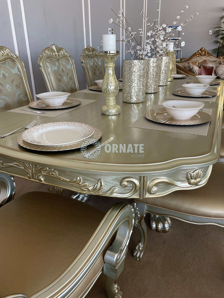 Dresden Gold Patina & Bone Dining Table w/ Extensions - Ornate Home