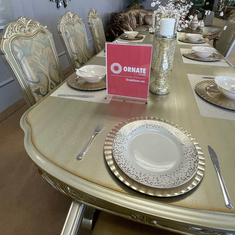 Dresden Gold Patina & Bone Dining Table w/ Extensions - Ornate Home