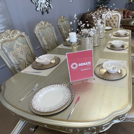 Dresden Gold Patina & Bone Dining Table w/ Extensions - Ornate Home