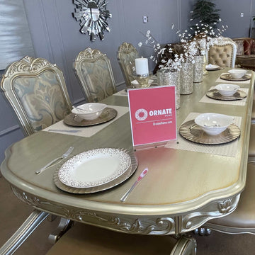 Dresden Gold Patina & Bone Dining Table w/ Extensions - Ornate Home
