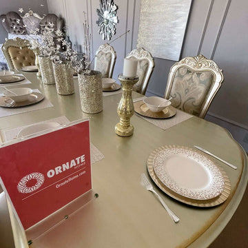 Dresden Gold Patina & Bone Dining Table w/ Extensions - Ornate Home