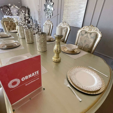 Dresden Gold Patina & Bone Dining Table w/ Extensions - Ornate Home