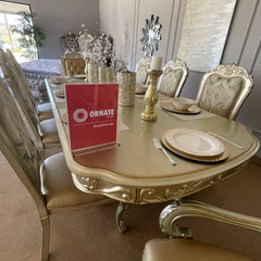 Dresden Gold Patina & Bone Dining Table w/ Extensions - Ornate Home