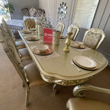 Dresden Gold Patina & Bone Dining Table w/ Extensions - Ornate Home