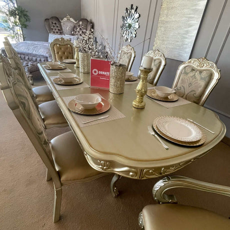 Dresden Gold Patina & Bone Dining Table w/ Extensions - Ornate Home