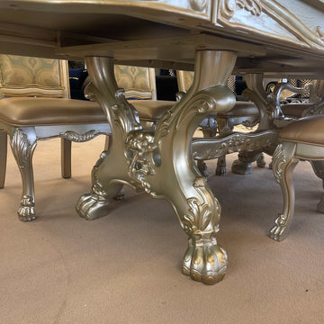 Dresden Gold Patina & Bone Dining Table w/ Extensions - Ornate Home