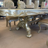 Dresden Gold Patina & Bone Dining Table w/ Extensions - Ornate Home