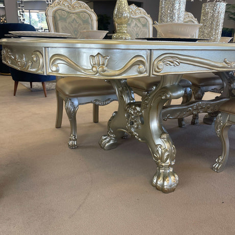 Dresden Gold Patina & Bone Dining Table w/ Extensions - Ornate Home
