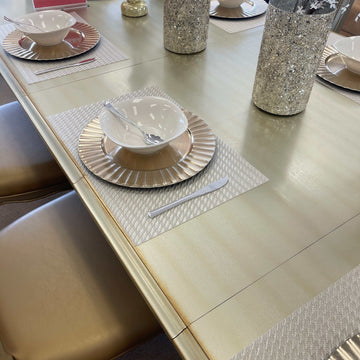 Dresden Gold Patina & Bone Dining Table w/ Extensions - Ornate Home