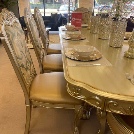 Dresden Gold Patina & Bone Dining Table w/ Extensions - Ornate Home
