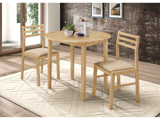 Drop Leaf Natural & Tan 3pc Dining Set - Ornate Home