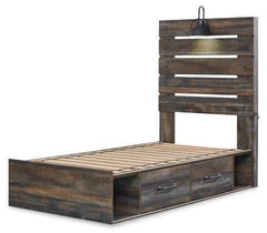 Drystan Multi Tone Twin Panel Bed w/ 4 Storage Drawers - Ornate Home