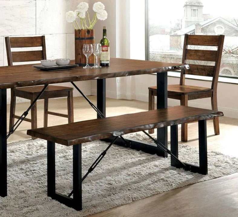 Dulce Walnut & Black Bench - Ornate Home