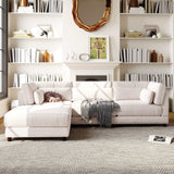 Dunes 2 Pieces L shaped Sofa with Removable Ottomans Beige - Ornate Home
