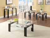 Dyer Black Rectangular Glass Top Coffee Table w/ 1-shelf - Ornate Home