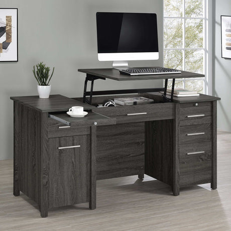Dylan Weathered Grey Lift Top Computer Desk - Ornate Home