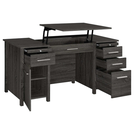Dylan Weathered Grey Lift Top Computer Desk - Ornate Home