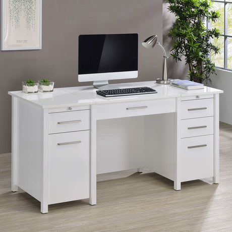 Dylan White High Gloss Lift Top Computer Desk - Ornate Home