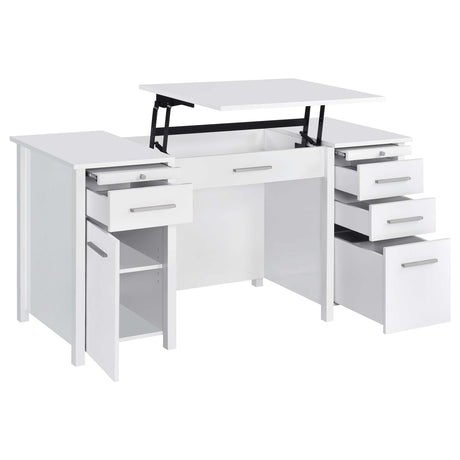 Dylan White High Gloss Lift Top Computer Desk - Ornate Home