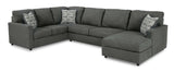 Edenfield Charcoal 3pc Sectional w/ Chaise - Ornate Home