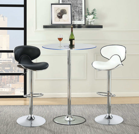 Edenton White & Chrome Adjustable Height Bar Stools (Set Of 2) - Ornate Home