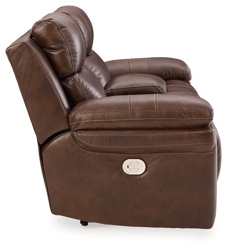 Edmar Chocolate Power Reclining Loveseat - Ornate Home