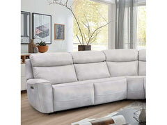Edmondus Light Taupe Leatherette Power Sectional - Ornate Home