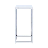 Edmund White & Chrome Accent Table w/ XCross Glossy - Ornate Home