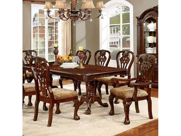 Elana Brown Cherry Rectangular Dining Table w/ 18" Leaf - Ornate Home