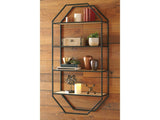 Elea Wall Shelf Black/Natural 4 Rack - Ornate Home