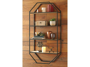 Elea Wall Shelf Black/Natural 4 Rack - Ornate Home