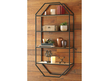Elea Wall Shelf Black/Natural 4 Rack - Ornate Home