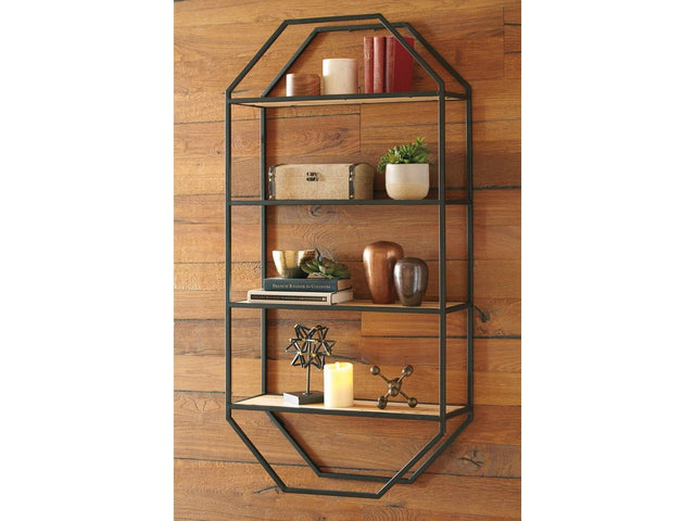 Elea Wall Shelf Black/Natural 4 Rack - Ornate Home