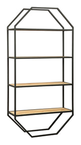 Elea Wall Shelf Black/Natural 4 Rack - Ornate Home