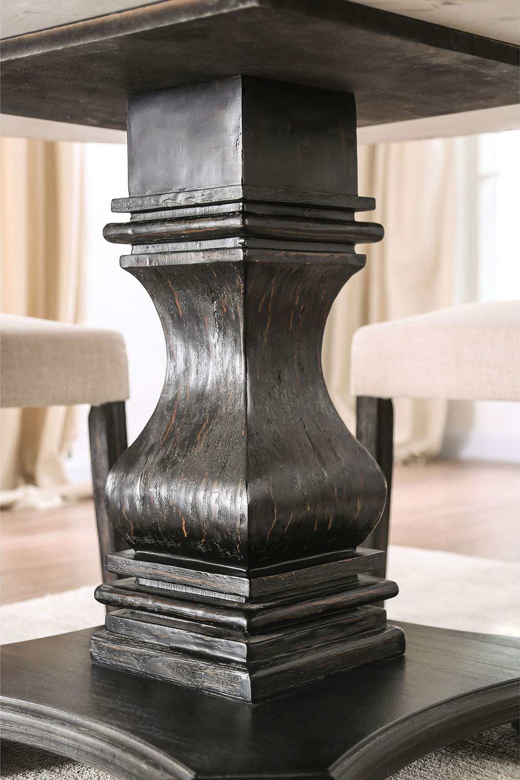 Elfredo Antique Black, & Gray 5pc Dining Room Set - Ornate Home