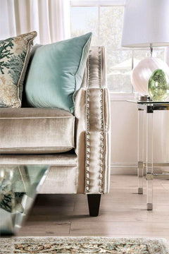 Elicia Champagne Stationary Sofa & Loveseat 2pc - Ornate Home