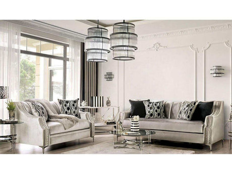 Elicia Silver Stationary Sofa & Loveseat 2pc - Ornate Home