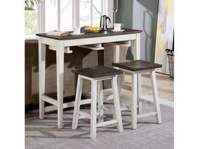 Elinor White & Espresso 3pc Counter Height Dining Set - Ornate Home