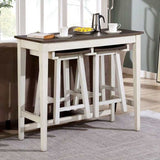 Elinor White & Espresso 3pc Counter Height Dining Set - Ornate Home