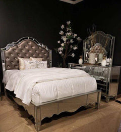 Eliora Silver & Mirrored Cal. King Bed - Ornate Home