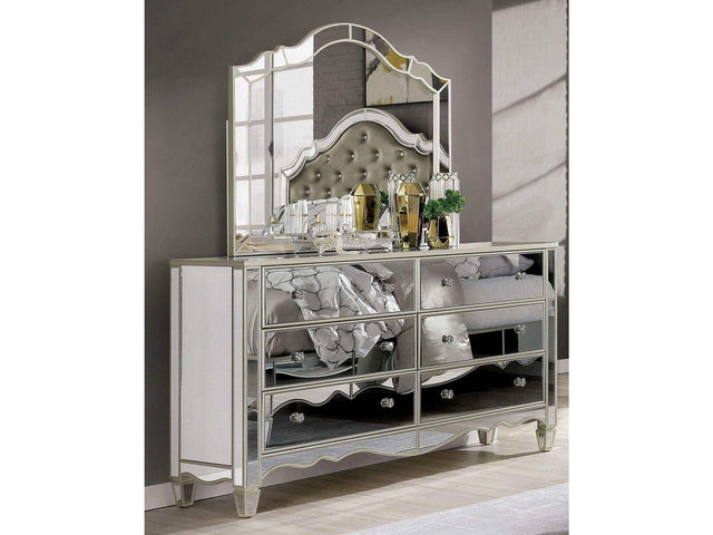 Eliora Silver & Mirrored Dresser and Mirror - Ornate Home