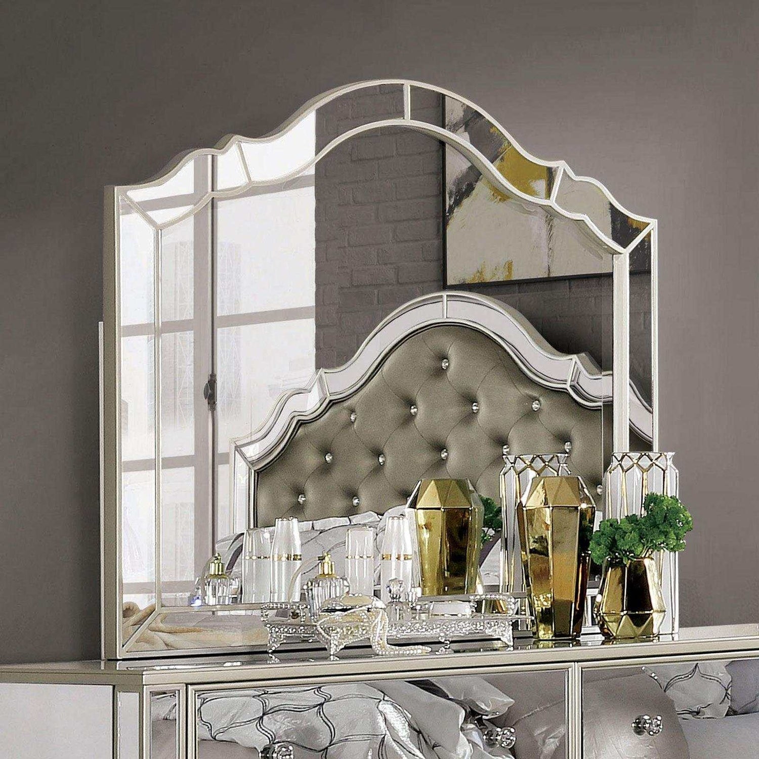 Eliora Silver & Mirrored Dresser and Mirror - Ornate Home