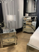 Eliora Silver & Mirrored Nightstand w/ USB Plug - Ornate Home