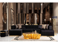 Elisha Black Velvet Double Chaise Sectional - Ornate Home