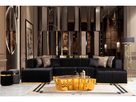 Elisha Black Velvet Double Chaise Sectional - Ornate Home