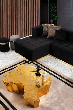 Elisha Black Velvet Double Chaise Sectional - Ornate Home