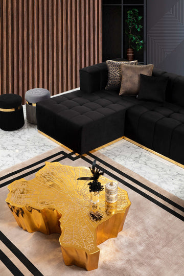 Elisha Black Velvet Double Chaise Sectional - Ornate Home